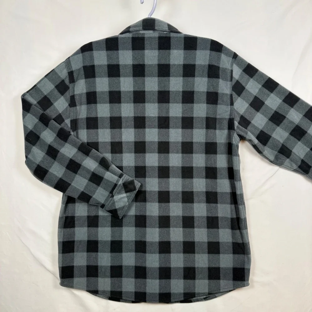 Legendary Whitetails Mens Gray Black Buffalo Plaid Fleece Flannel Shirt Large
